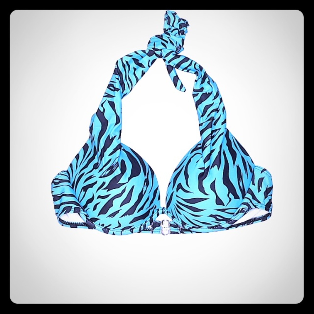 Turquoise Bikini Top Padded Zebra M